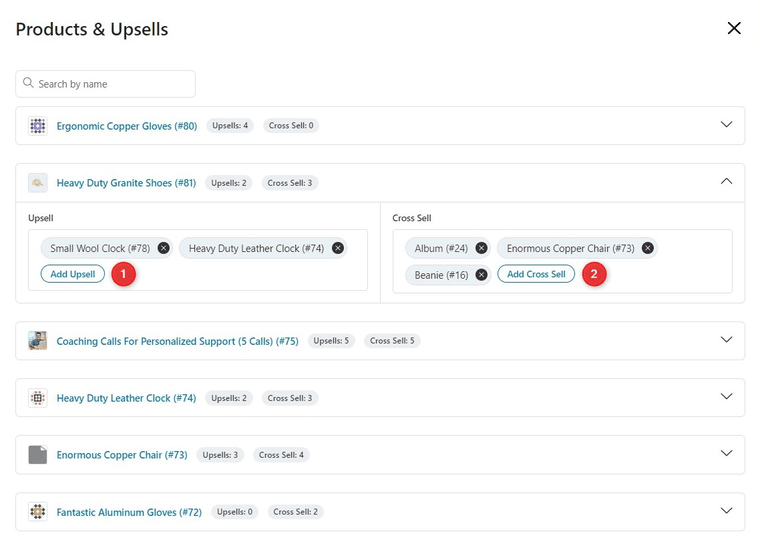 Products - upsells and cross-sells inside WooCommerce side cart