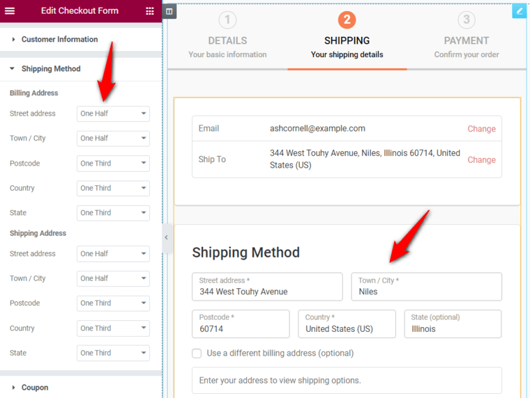 Customize woocommerce checkout page - edit the width of your billing and shipping address field