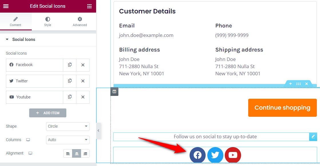 Add social media sharing icons to the WooCommerce order received page template
