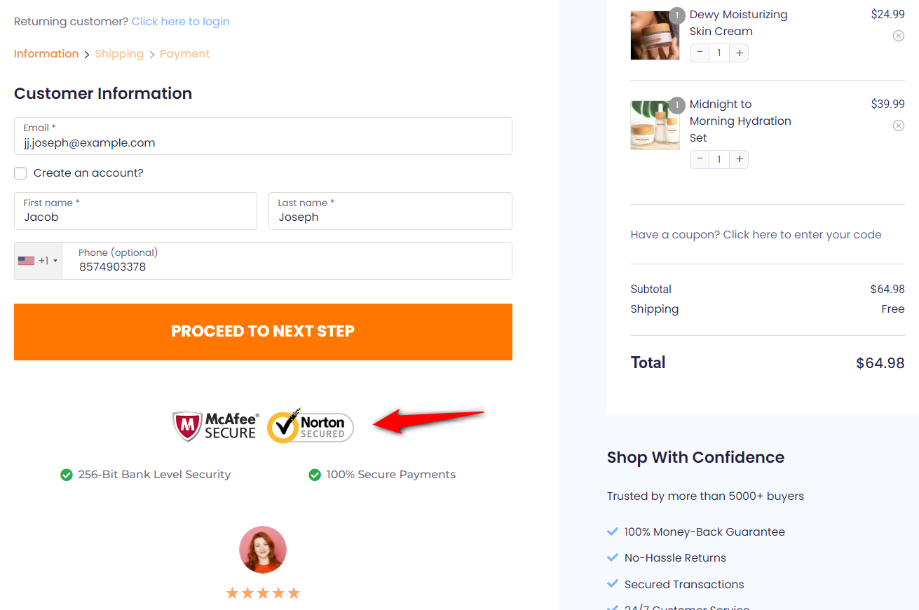 Security seals on the checkout - WooCommerce checkout optimization