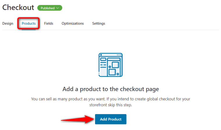 Go to the Products tab of the checkout 