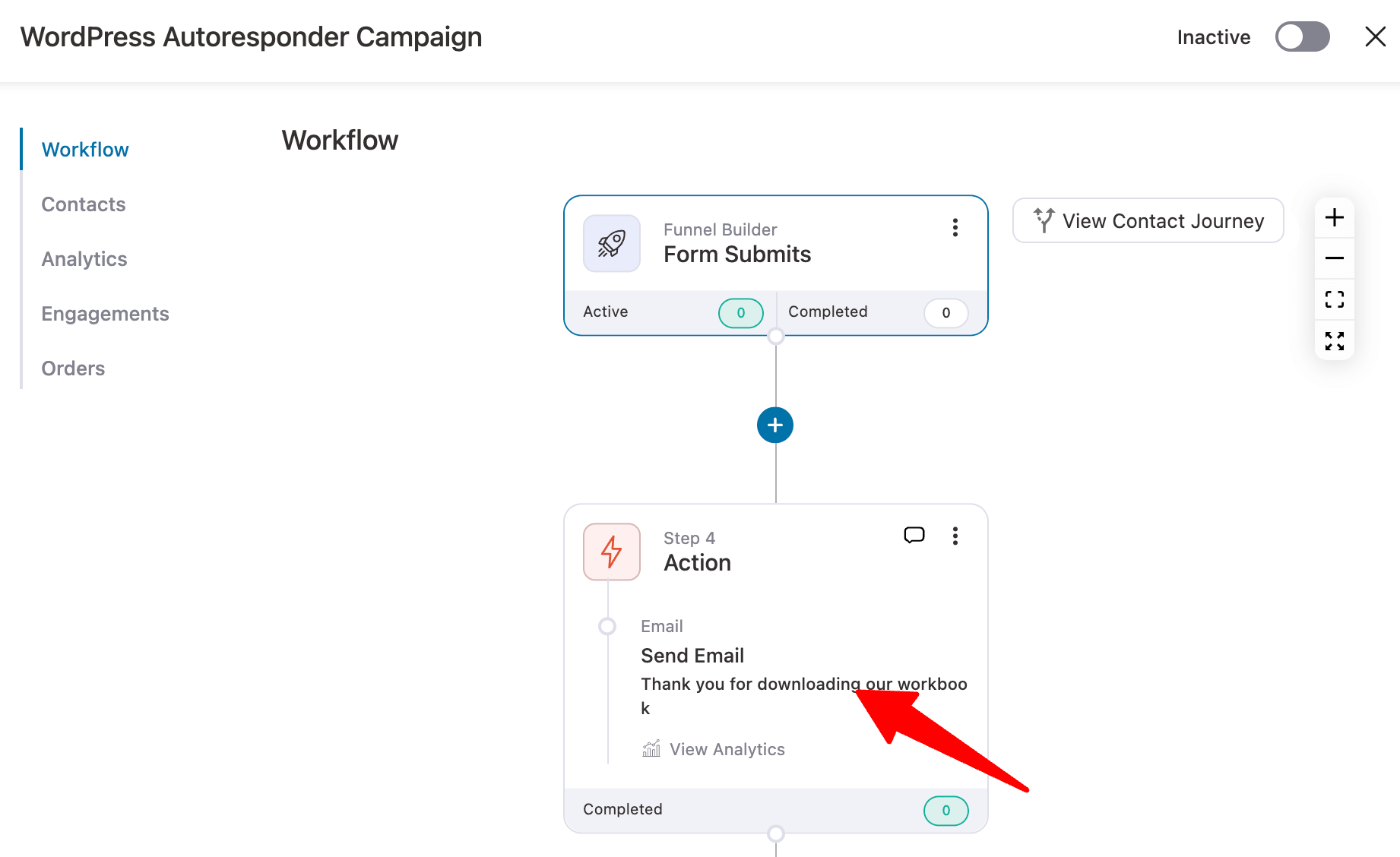 click on send email action to send first email