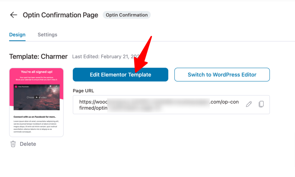 edit opt in confirmation page of charmer template