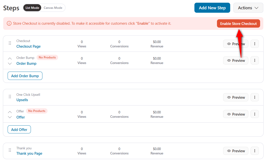 Enable store checkout