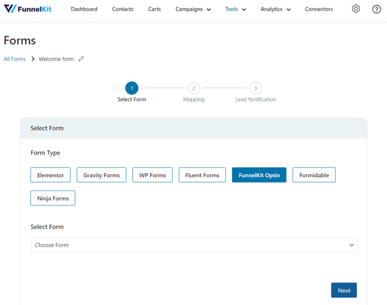 Form integration - FunnelKit Automations, WordPress CRM