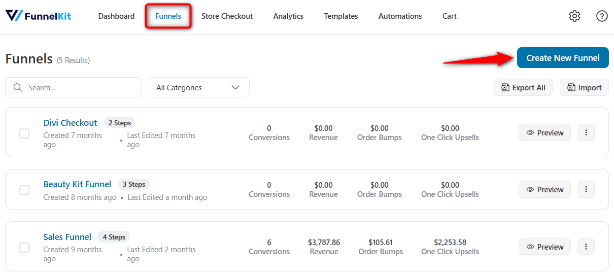 Create a new sales funnel