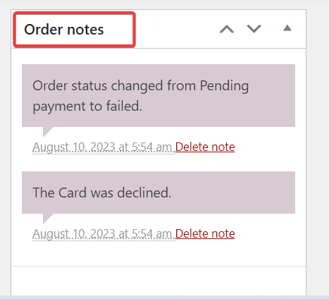 order notes woocommerce failed order email to customer