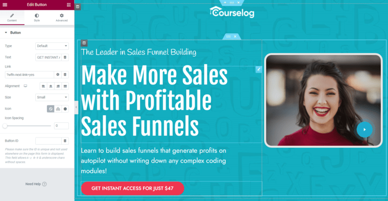 Customize the sales page in your dedicated sales funnel