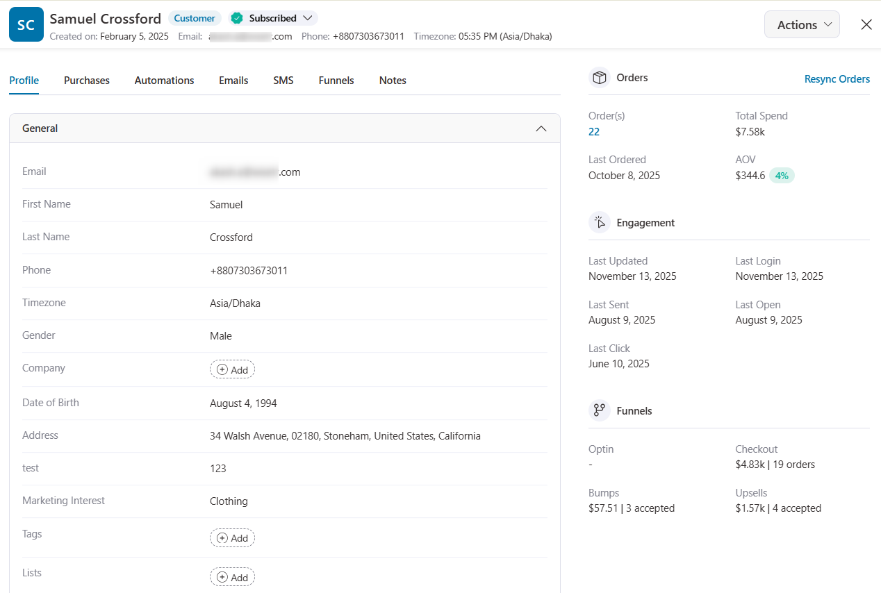 Detailed contact profiles in WordPress