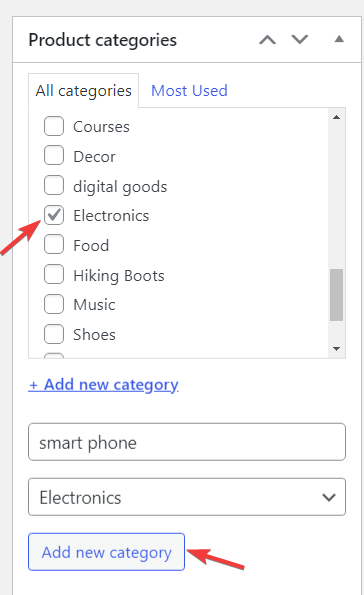 Add categories