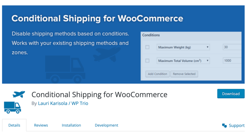 Conditional Shipping for WooCommerce
