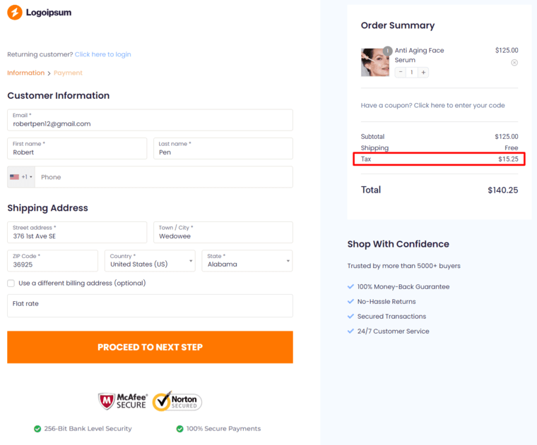 WooCommerce taxes preview on the checkout page