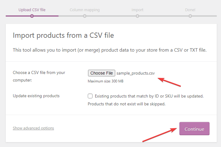 choose csv file