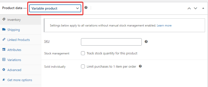 choose variable product