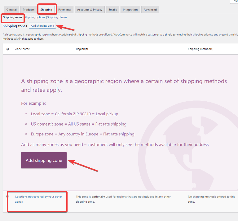 click on add new zone on WooCommerce store