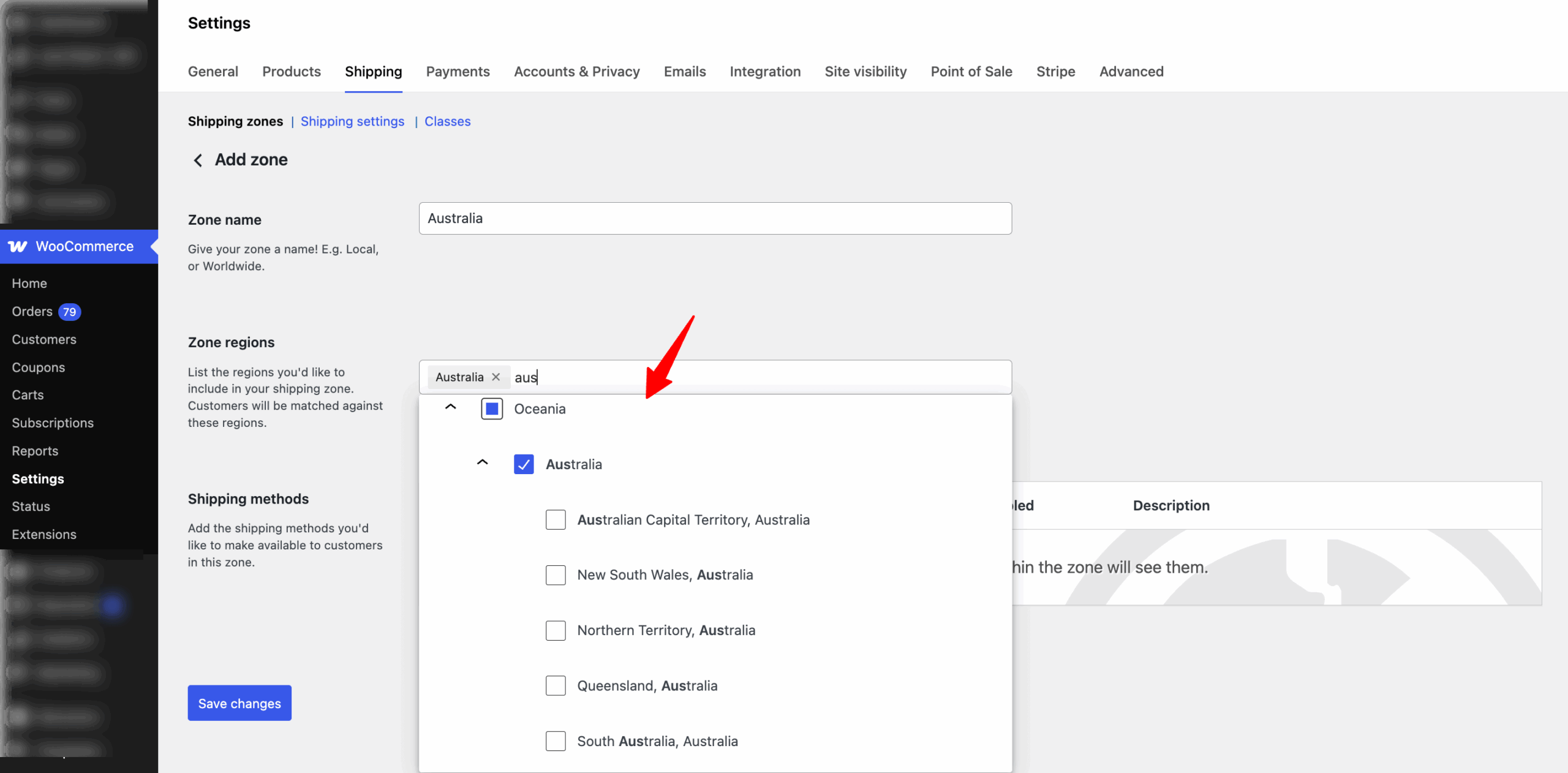 country or state as WooCommerce shipping zones