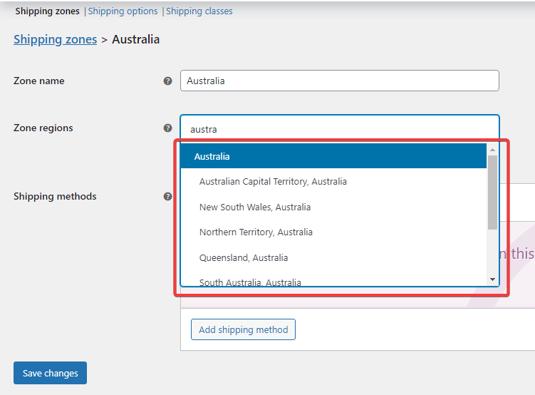 country or state as WooCommerce shipping zones