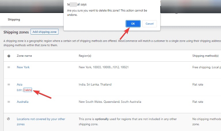 delete shipping zone