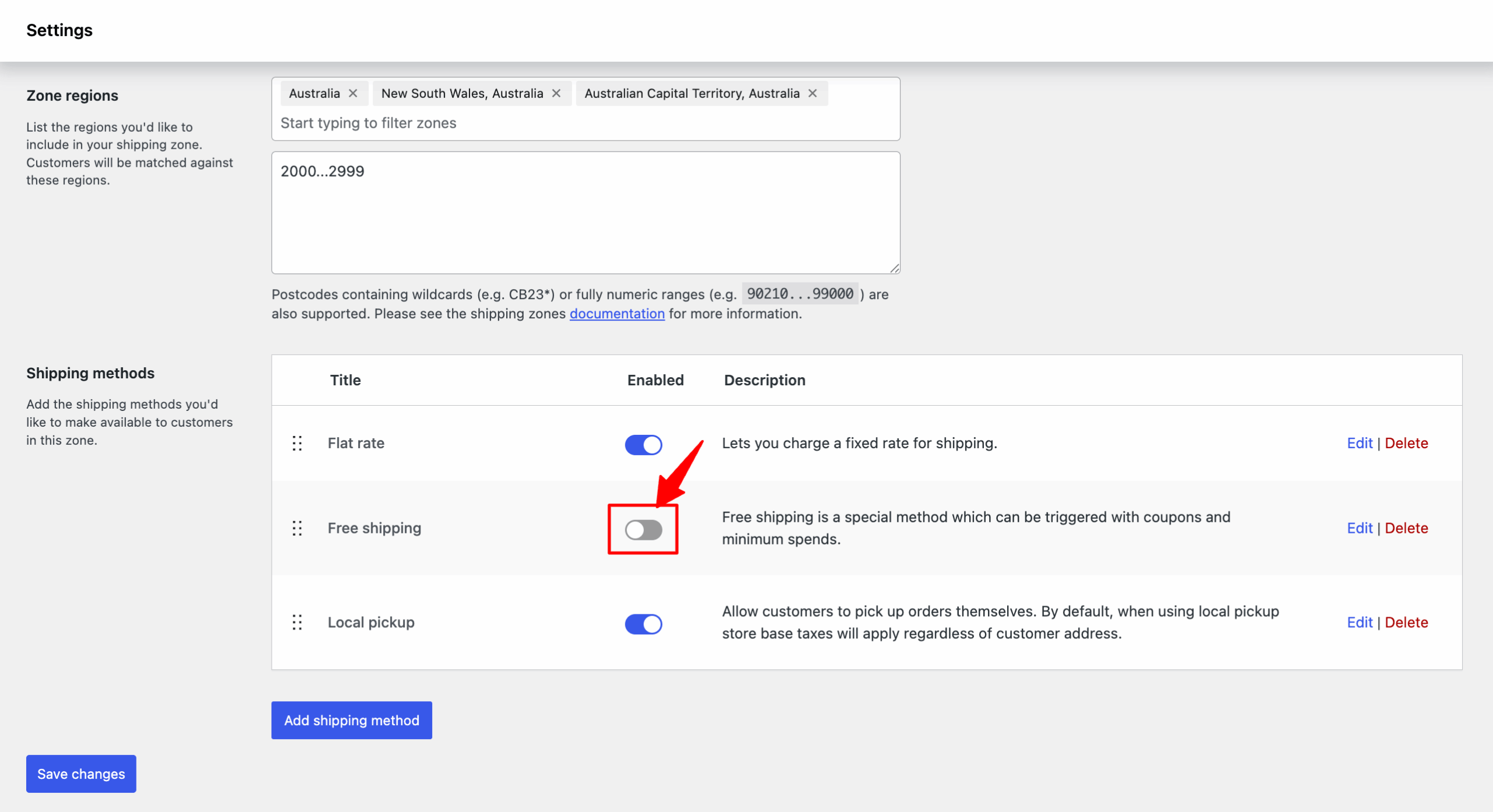 disable shipping method