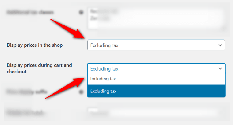 display prices in shop, during cart and checkout page