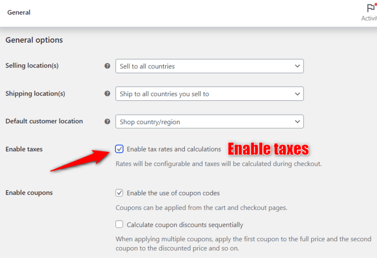 Enable woocommerce taxes - tax rates and calculations from settings