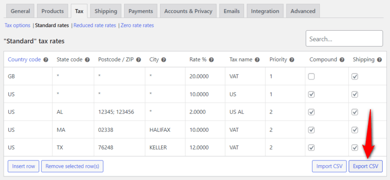 Export woocommerce tax rates to export the tax rates to your device in a csv file format