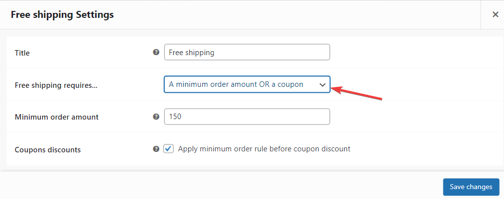 minimum order or coupon