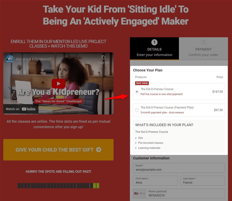 People can choose between different relevant offers on woocommerce one page checkout 