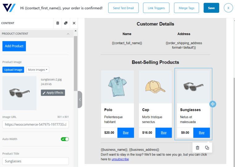 WooCommerce Email Customizer - Add the product recommendations block to your email