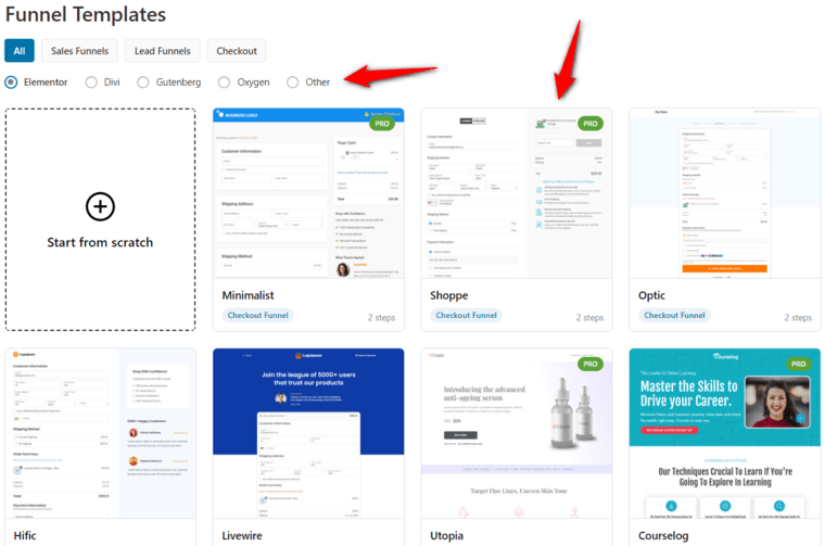 FunnelKit templates