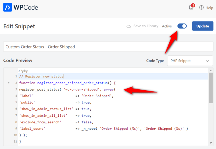 Paste the code snippet and activate it to  run everywhere on the website.