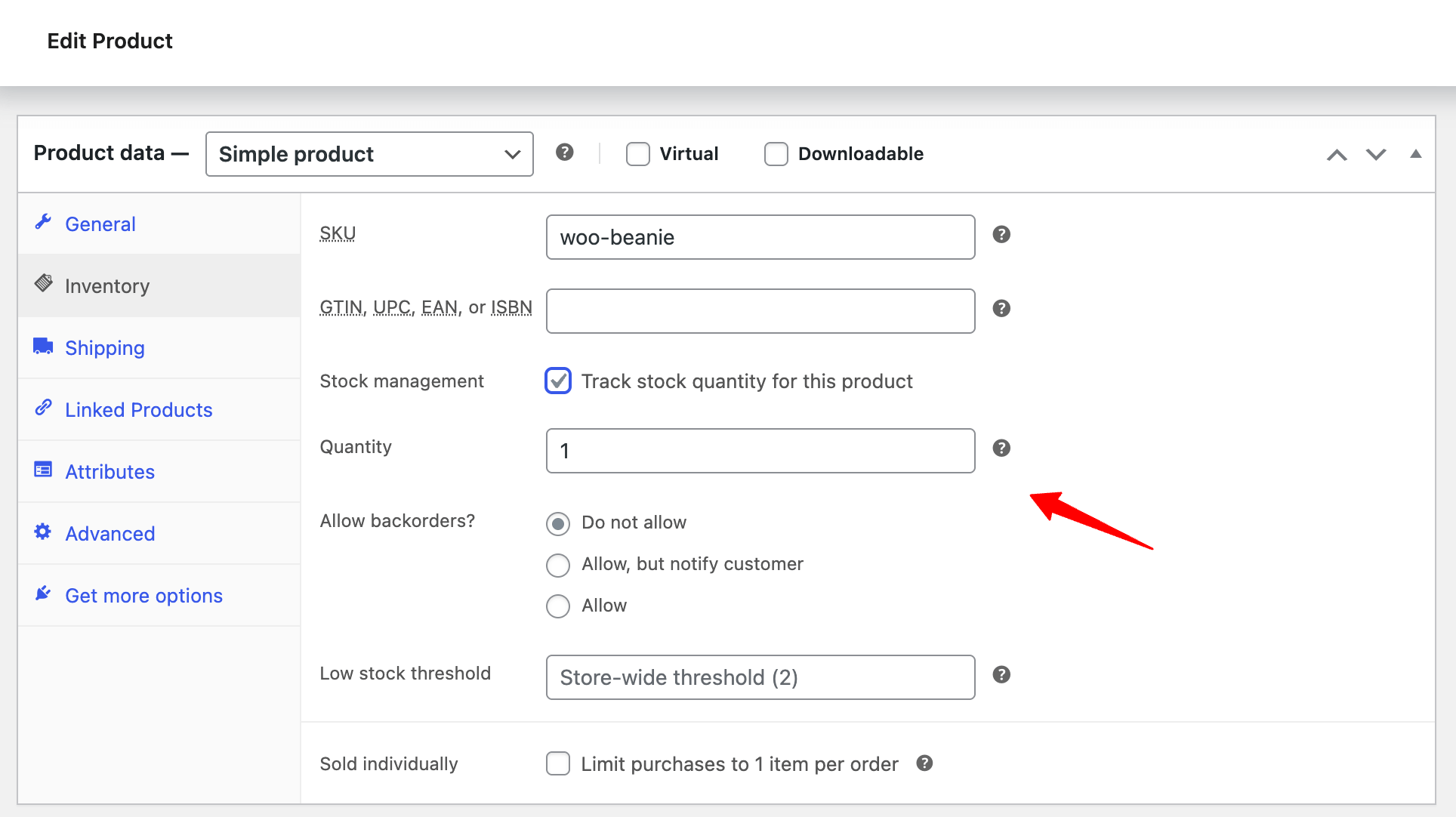 stock management in WooCommerce