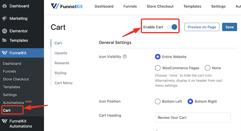 turn on woo mini cart to offer discount coupons
