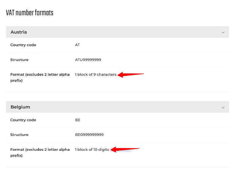 EU vat number format