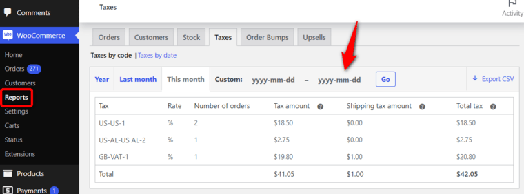 See your woocommerce tax reports