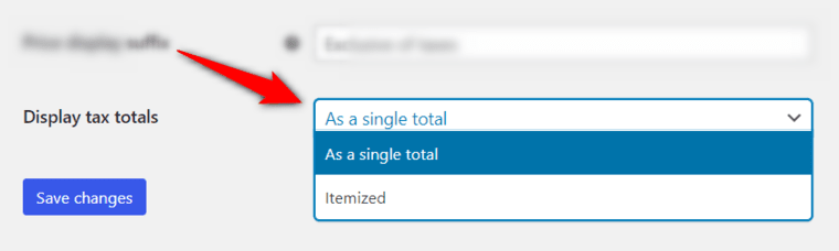 Display tax totals - woocommerce settings