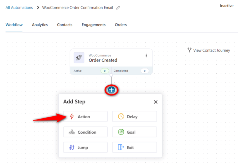 Add the action step to your automation workflow