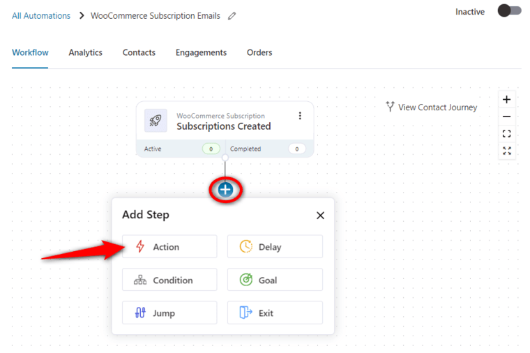Click on the node and hit the action step to add it to your automation workflow 