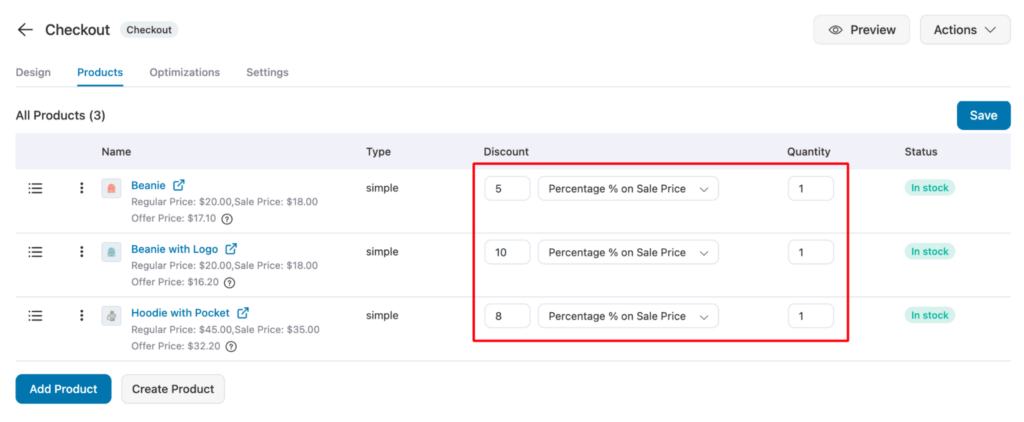 add discount to multiple products