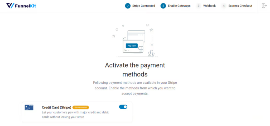 Activate the Stripe payment methods