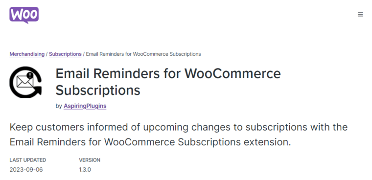 Email Reminders for WooCommerce Subscriptions plugin