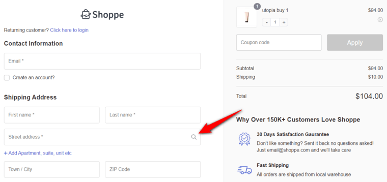 Improved styling of address dropdown