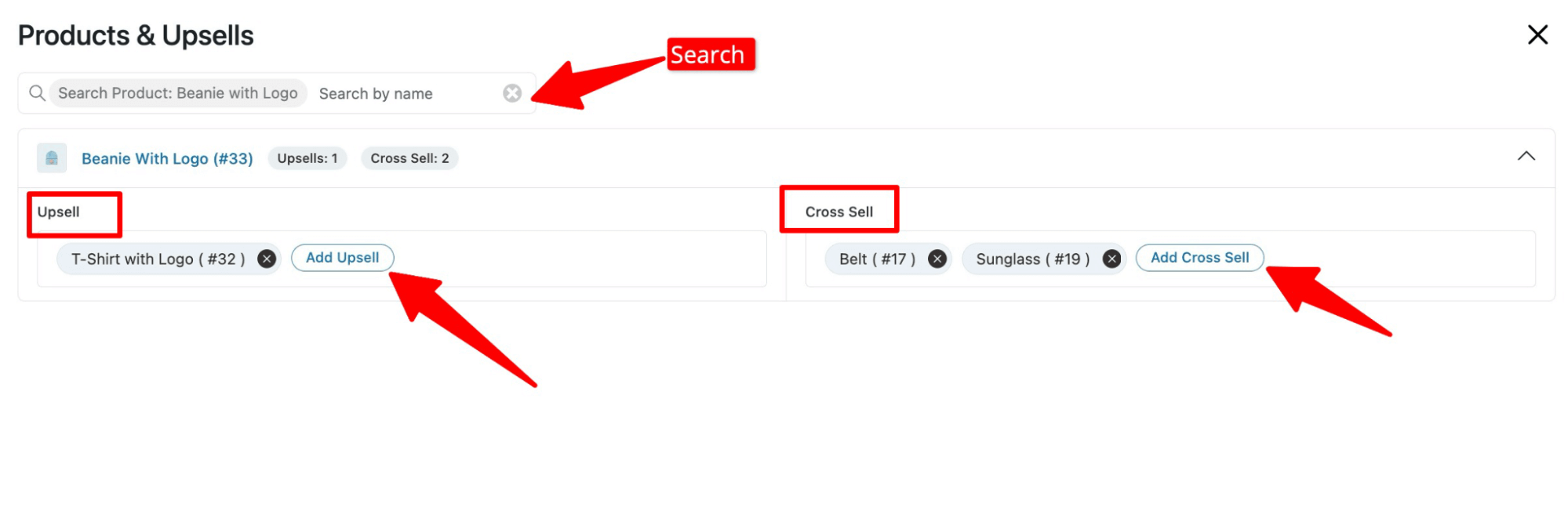 search and add upsell