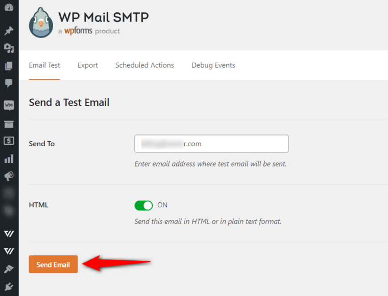 Send a test email with the WP Mail SMTP plugin to fix woocommerce not sending emails