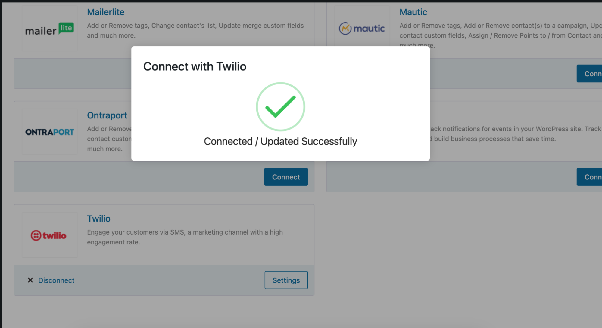 successfully connect twilio to funnelkit automations