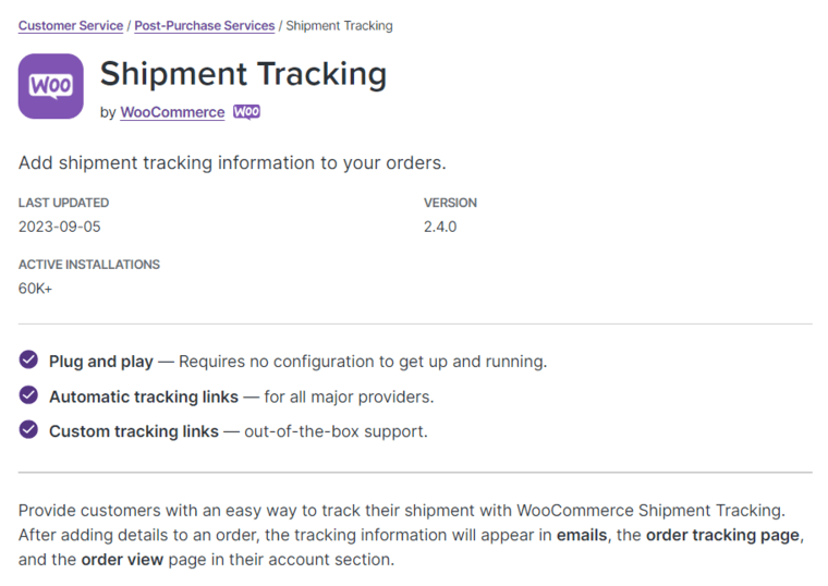 Shipment Tracking by WooCommerce