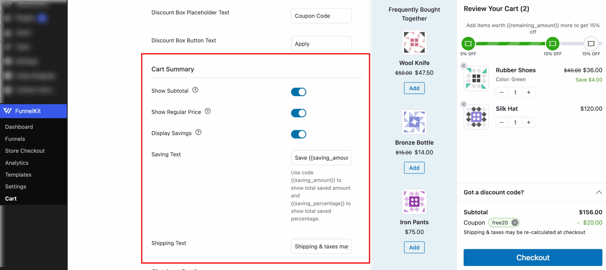 Cart Summary FunnelKit Cart