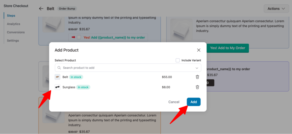 add products to order bumps or WooCommerce sales funnel 