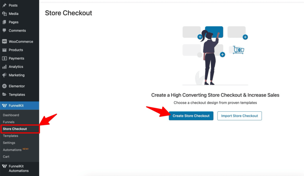 click on create store checkout