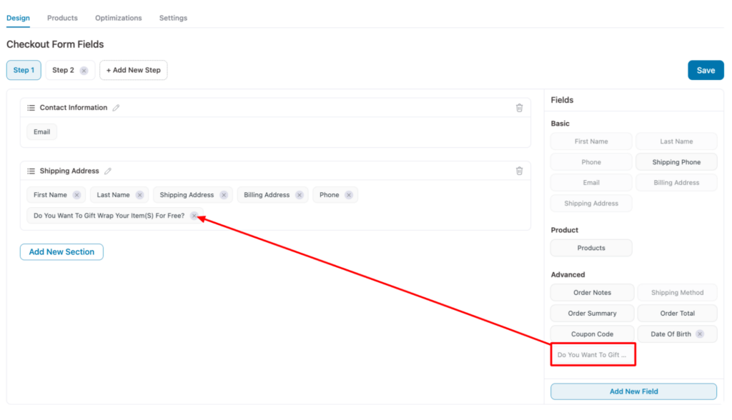 drag and drop custom field to WooCOmmerce checkout
